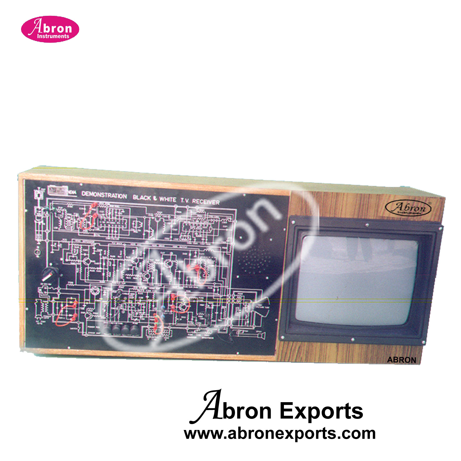 Demonstration TV Black and white with circuit diagram on panel and test pints Trainer circuit board abron AE-1240B